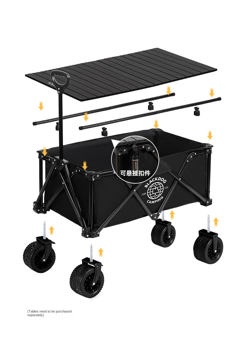 BLACKDOG Mountain Shadow Pro Camping Cart 150 Liters Large Capacity Folding Collapsible Cart Wagon Sundries Detachable Four-way Trolley With Brake