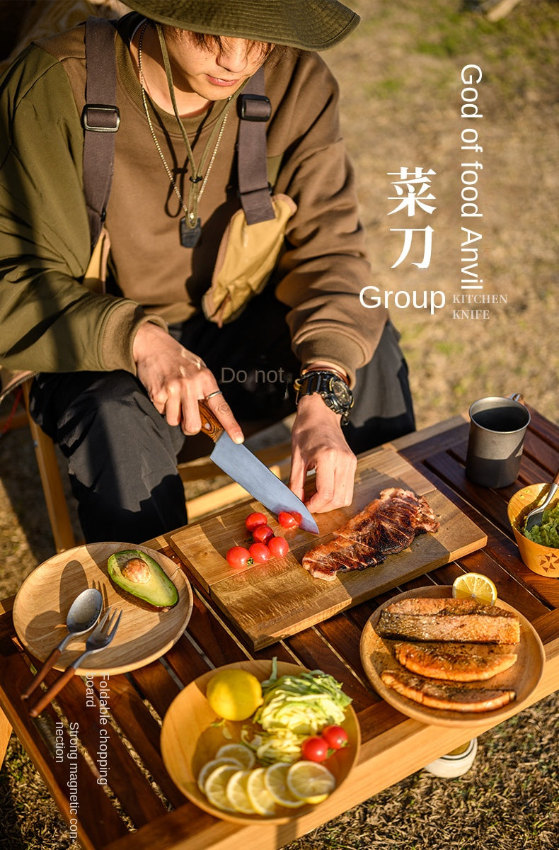 Naturehike Portable Kitchen Knife Chopping Board Set Magnetic Stainless Steel Knife Outdoor Travel Multifunctional Cookware Foldable Storage Design