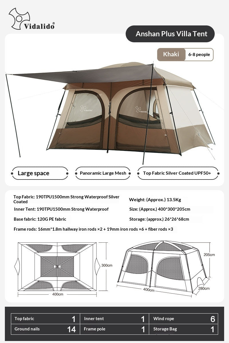 Vidalido AN SAAN Series M / PRO / PLUS Villa Tent Portable 4-6 Person Cabin Style Tent Large Space Three Dimensional Ventilation Waterproof Outdoor