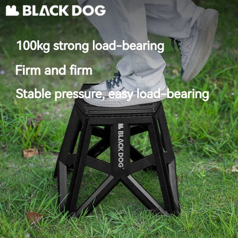 BLACKDOG Ultralight Folding Stool PP Chair Outdoor Portable Stable Bucket Rack Camping Travel Fishing Beach Stool Chair Load Bearing 100kg Heavy Duty Original Black Dog