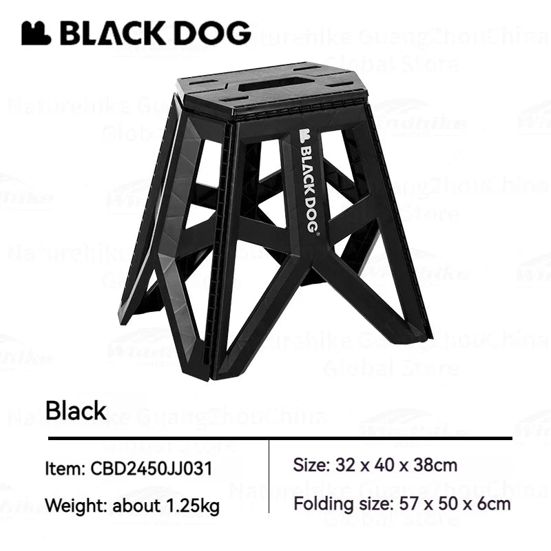 BLACKDOG Ultralight Folding Stool PP Chair Outdoor Portable Stable Bucket Rack Camping Travel Fishing Beach Stool Chair Load Bearing 100kg Heavy Duty Original Black Dog