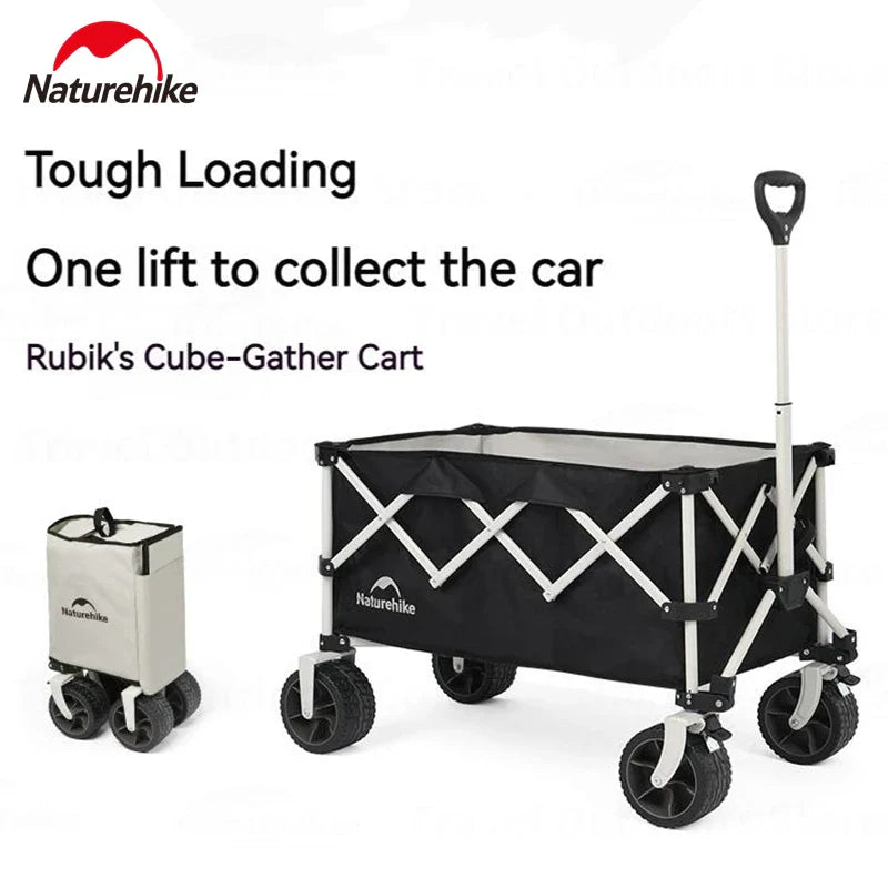 Naturehike RUBIK's CUBE Series Folding Trolley Portable Ultralight All Terrain Collapsible Gathering Hand Cart Wagon With Brake Large Capacity Storage