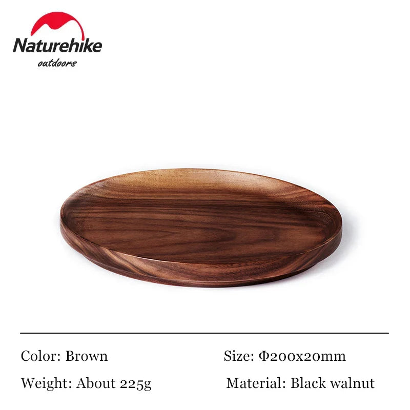 Naturehike Solid Wood Dish Plate Outdoor Camping Plate Wooden Round Pan Fruit Dishes Saucer Tea Tray Dessert Dinner Plate Food Container Tableware