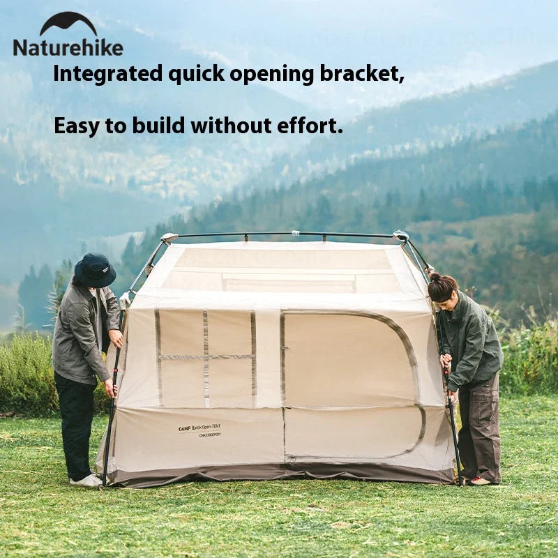 Naturehike VILLAGE 6.0 Gen 2 Flagship Edition Fast Automatic Cabin Tent Ti Black Coated Sunscreen Large 15m² Use Space 4 Person Waterproof