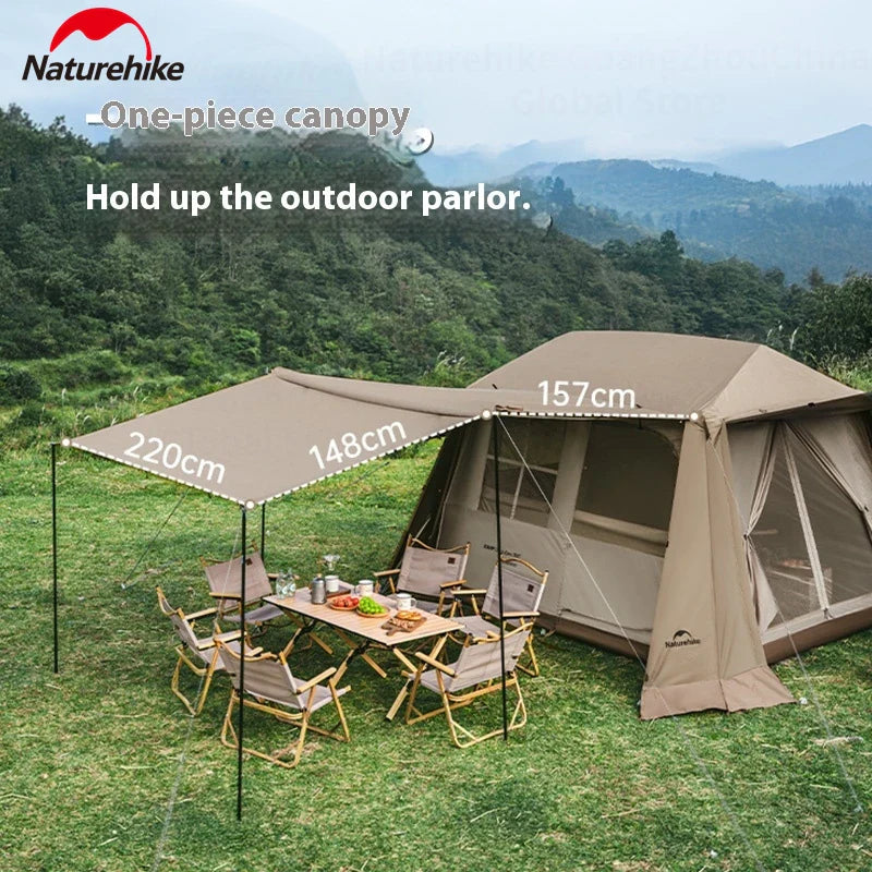Naturehike VILLAGE 6.0 Gen 2 Flagship Edition Fast Automatic Cabin Tent Ti Black Coated Sunscreen Large 15m² Use Space 4 Person Waterproof