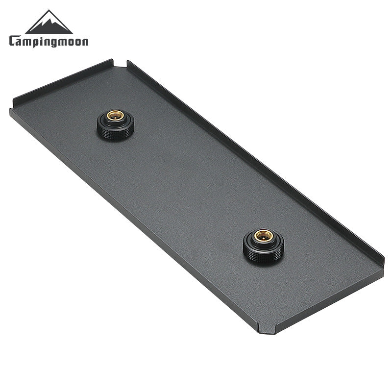 Campingmoon BKZ06 Dual Stove Bracket Mount IGT Compatible Black Double Threaded Butane Gas Canister Burner Half Unit Integrated Grill Table Plate