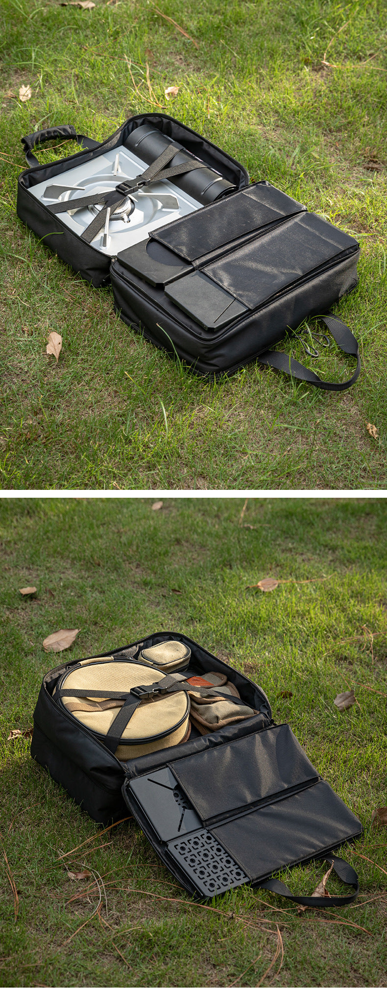Campingmoon BK-46 Tactical Storage Bag Portable Lightweight IGT Compatible Black Large Integrated Grill Table Storage Tool Bag Accessories Add-ons Outdoor Camping Equipment Tool Cookware Utensil