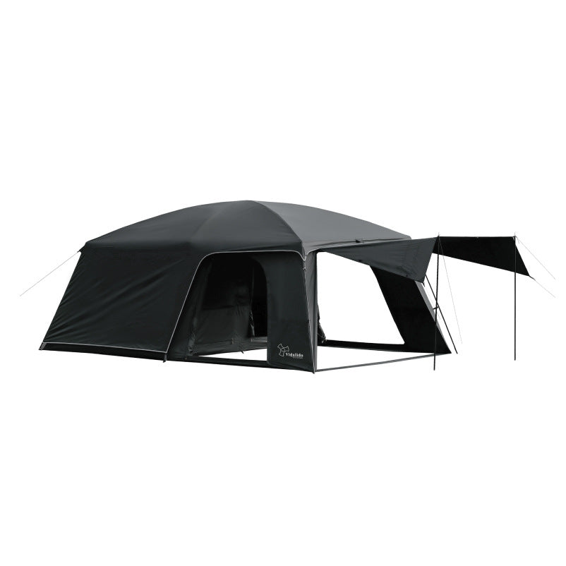 Vidalido POON SAAN PRO 8-10 Person Banshan Villa XL Cabin Black Camping Tent 15m² Interior Space 2 Bedroom Waterproof Titanium Silver Coated