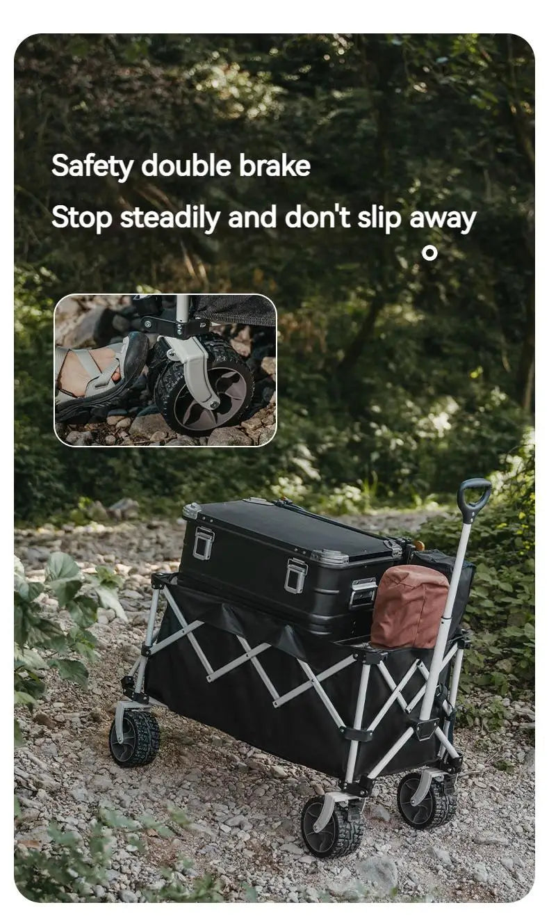 Naturehike RUBIK's CUBE Series Folding Trolley Portable Ultralight All Terrain Collapsible Gathering Hand Cart Wagon With Brake Large Capacity Storage