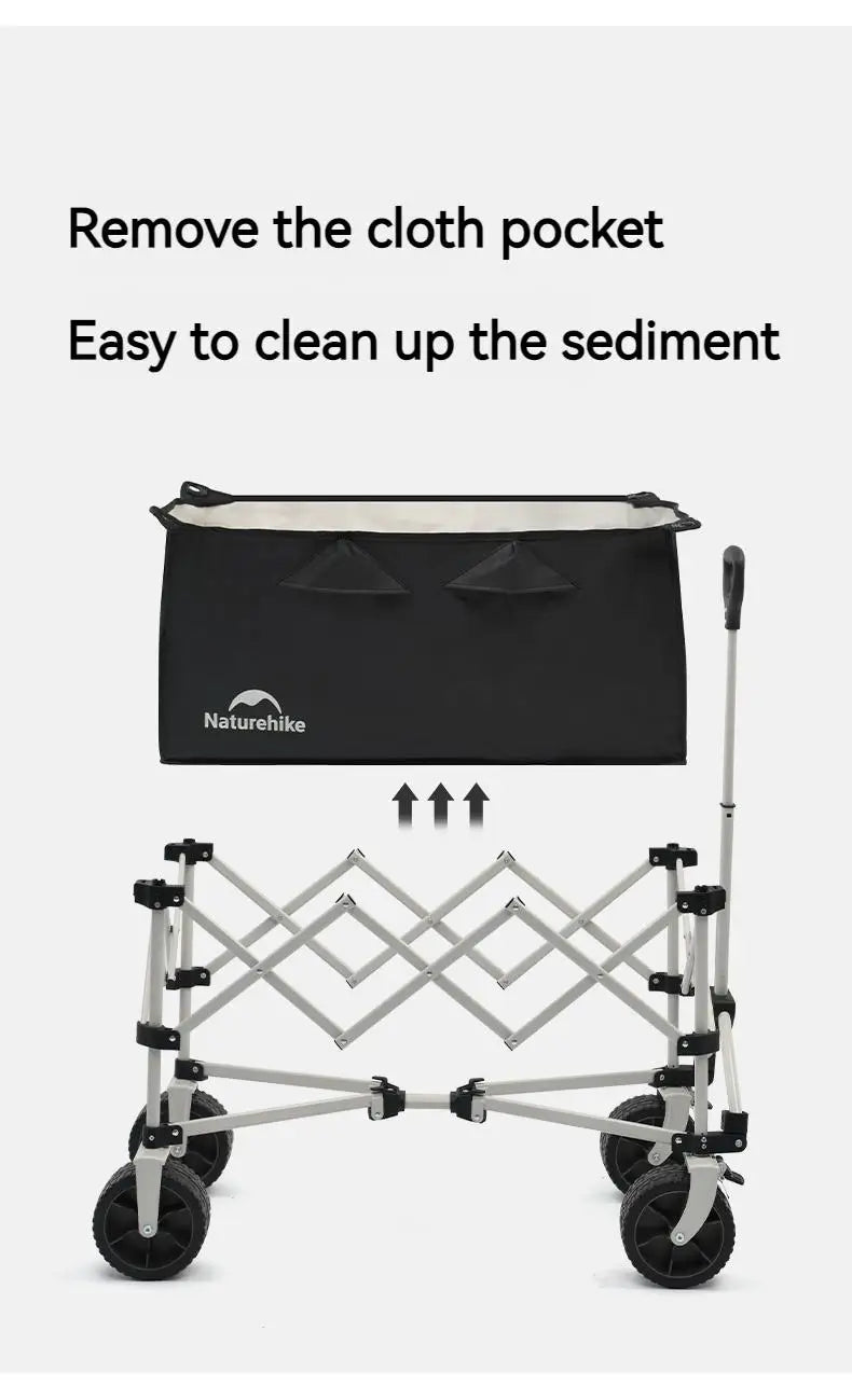 Naturehike RUBIK's CUBE Series Folding Trolley Portable Ultralight All Terrain Collapsible Gathering Hand Cart Wagon With Brake Large Capacity Storage
