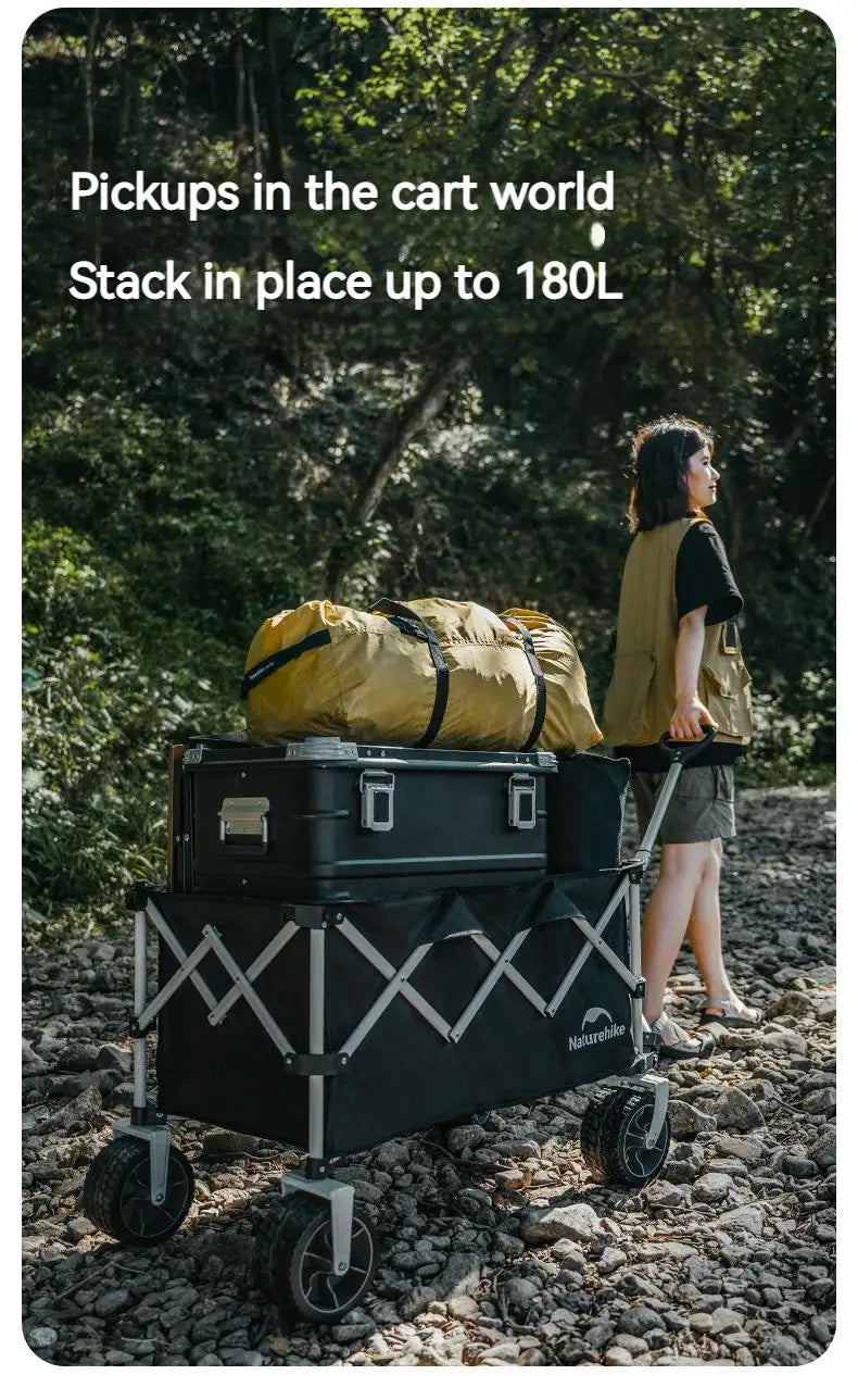 Naturehike RUBIK's CUBE Series Folding Trolley Portable Ultralight All Terrain Collapsible Gathering Hand Cart Wagon With Brake Large Capacity Storage
