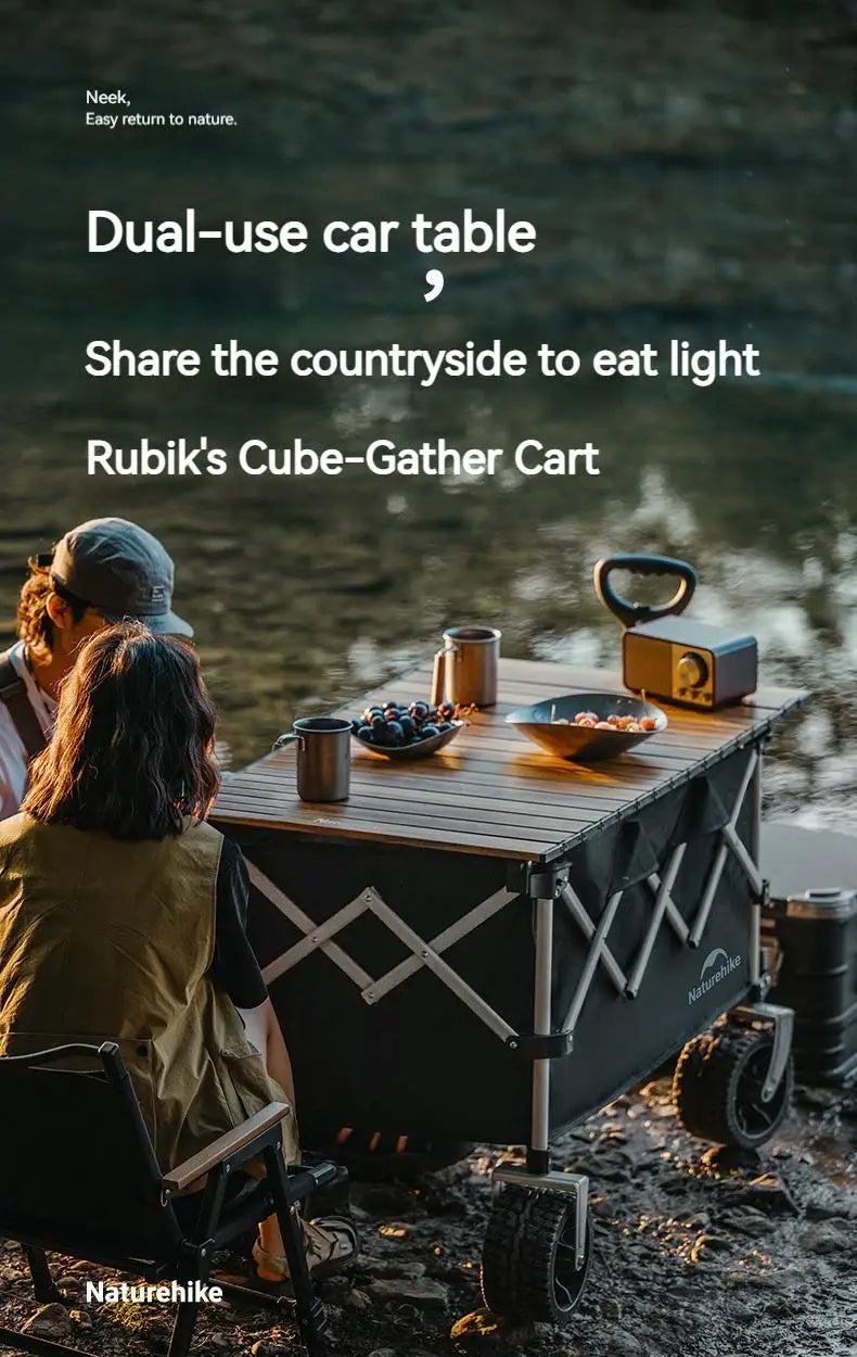 Naturehike RUBIK's CUBE Series Folding Trolley Portable Ultralight All Terrain Collapsible Gathering Hand Cart Wagon With Brake Large Capacity Storage