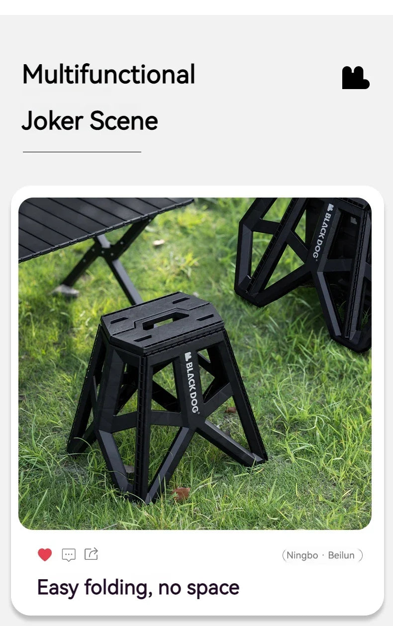 BLACKDOG Ultralight Folding Stool PP Chair Outdoor Portable Stable Bucket Rack Camping Travel Fishing Beach Stool Chair Load Bearing 100kg Heavy Duty Original Black Dog