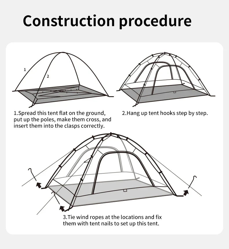Naturehike P Series Single Deck Tent Portable Ultralight Foldable Single Layer 1-2 Persons UPF 40+UV Resistant Waterproof Camping Outdoor Mountaineering Hiking Family Heavy Duty Original Nature Hike