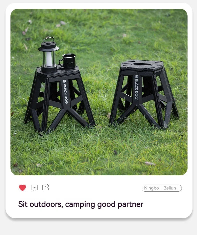 BLACKDOG Ultralight Folding Stool PP Chair Outdoor Portable Stable Bucket Rack Camping Travel Fishing Beach Stool Chair Load Bearing 100kg Heavy Duty Original Black Dog