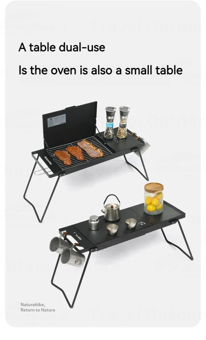 Naturehike Mini BBQ Table Outdoor Portable Lightweight Folding Tabletop Grill Multi-Function With 2 Speed Adjustable Fire Desktop Burner Table Heater