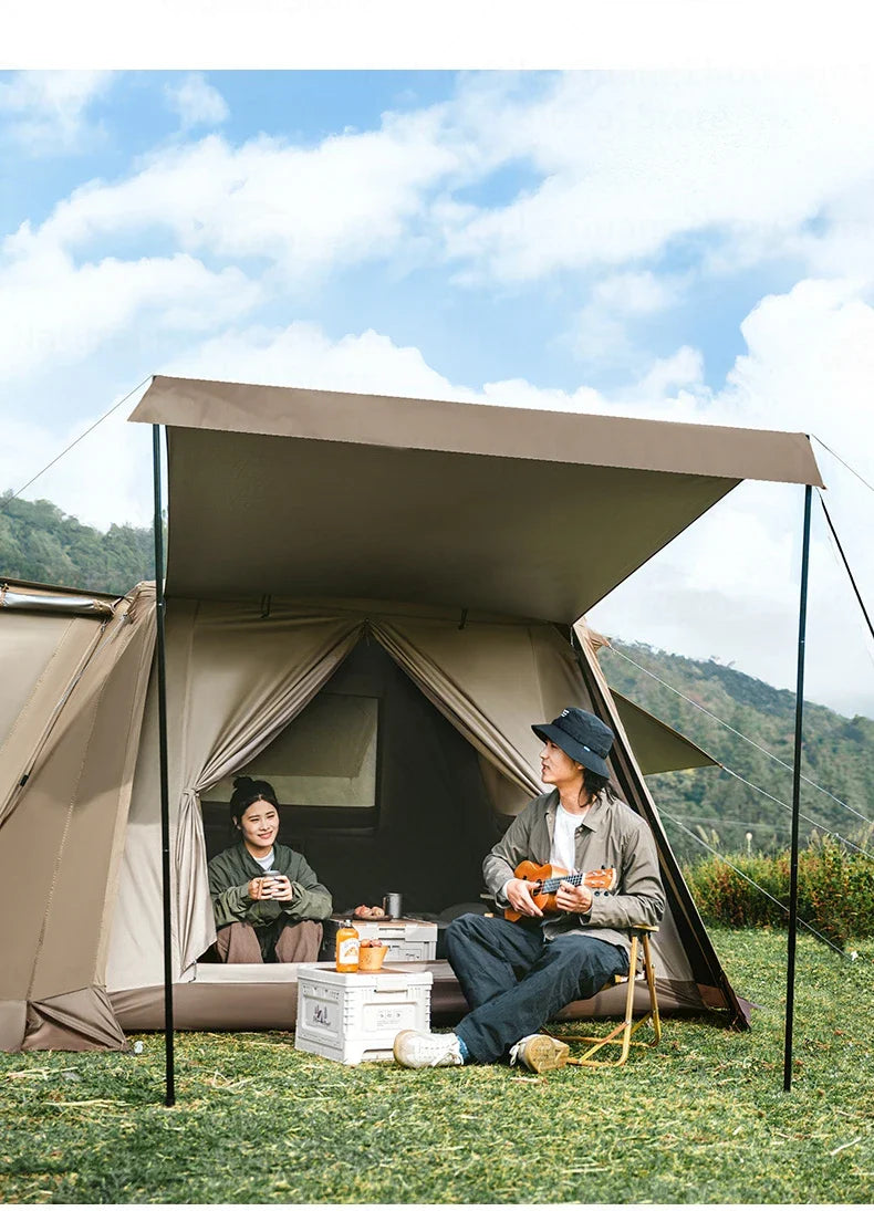 Naturehike VILLAGE 6.0 Gen 2 Flagship Edition Fast Automatic Cabin Tent Ti Black Coated Sunscreen Large 15m² Use Space 4 Person Waterproof