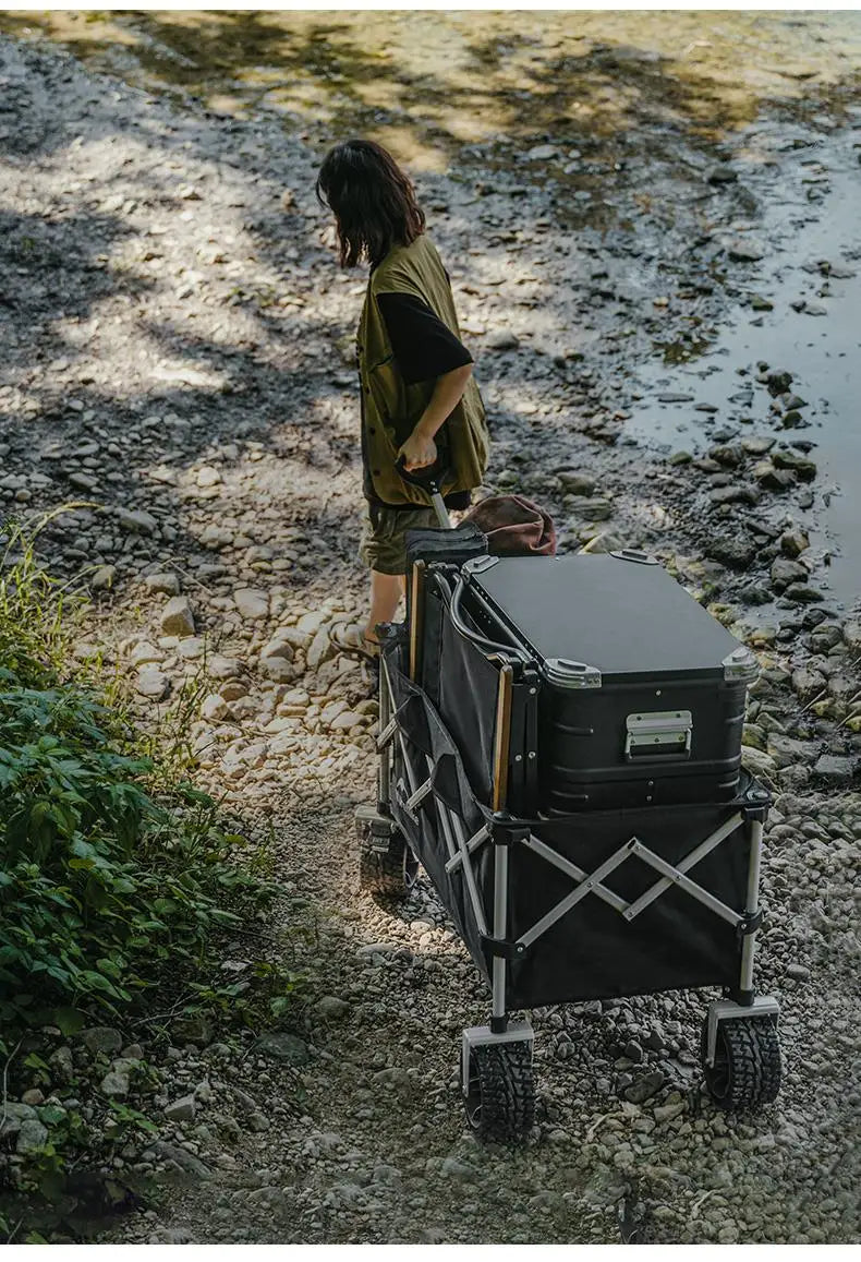 Naturehike RUBIK's CUBE Series Folding Trolley Portable Ultralight All Terrain Collapsible Gathering Hand Cart Wagon With Brake Large Capacity Storage