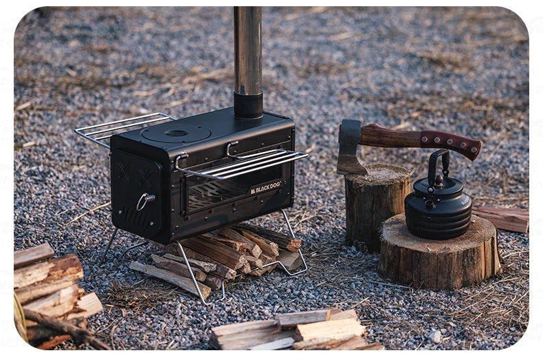Blackdog FIRE SHADOW Wood Stove Portable Lightweight Wood-Burning Furnace Folding Burner Patio Fireplace 430 Stainless Steel Outdoor Camping Tent