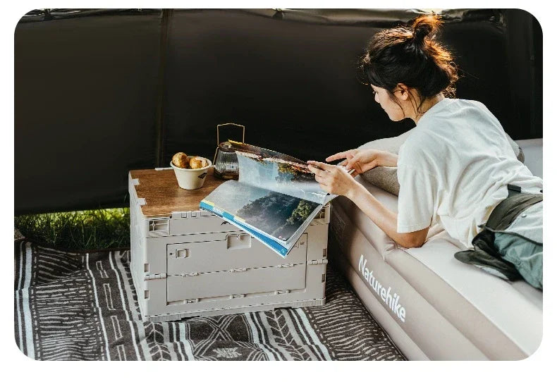 Naturehike PP Folding Storage Box Outdoor Camping Travel Large Box Equipment Portable Multifunctional Car Trunk Storage Cabinet With Table Board