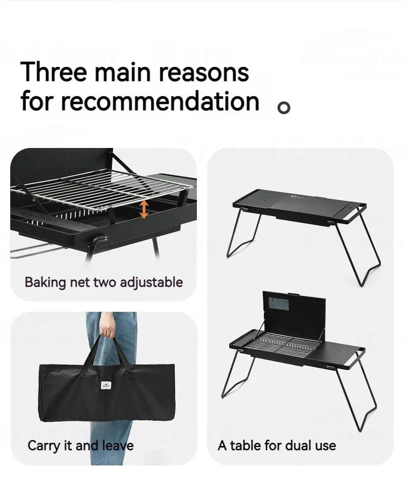 Naturehike Mini BBQ Table Outdoor Portable Lightweight Folding Tabletop Grill Multi-Function With 2 Speed Adjustable Fire Desktop Burner Table Heater