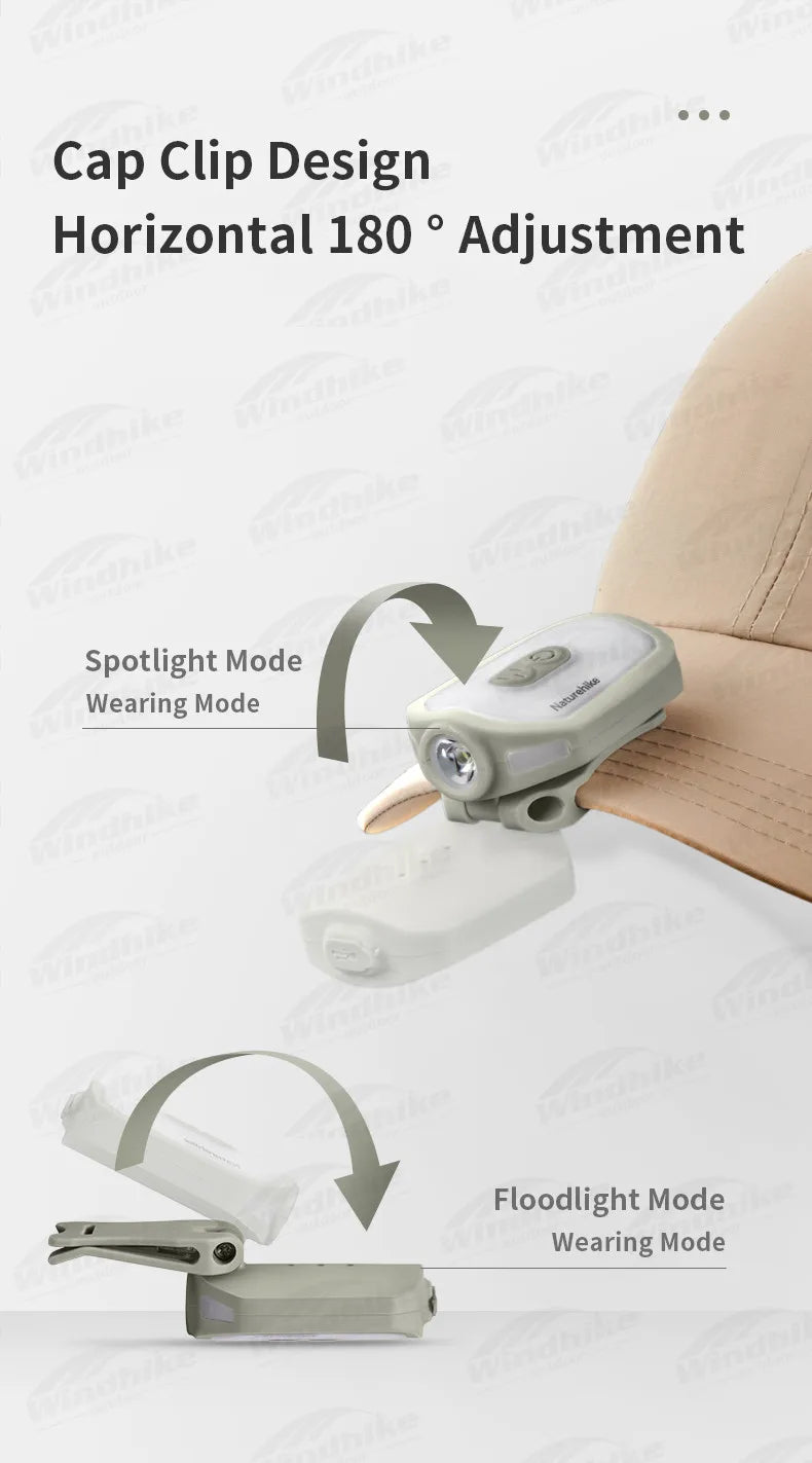 Naturehike Portable Hat Light Clip Outdoor Ultralight Led Headlights Night Lighting Led Lamp Fishing Hat Clip Adjustable Lighting Equipment Camping Hiking Beach Travel Heavy Duty Original Nature Hike