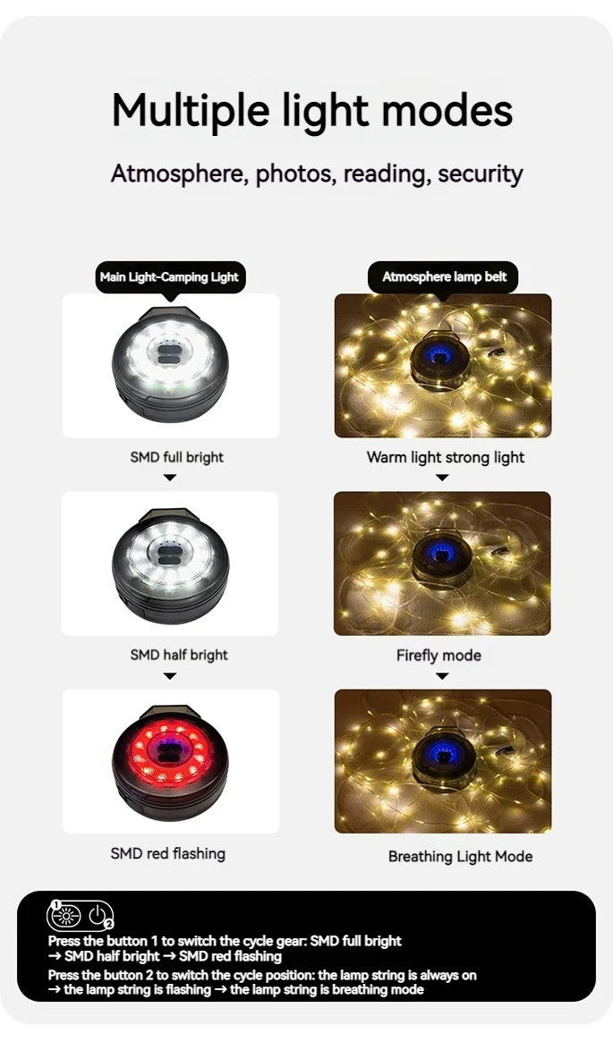 BLACKDOG Star Encounter Atmosphere Light 10m Camping Light Strip Canopy Light Lamp Lighting LED Lantern Tent Decoration Waterproof Rechargeable IPX4