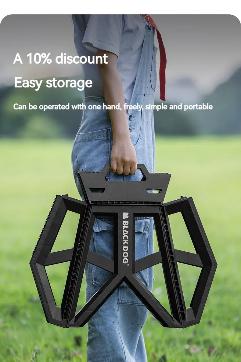 BLACKDOG Ultralight Folding Stool PP Chair Outdoor Portable Stable Bucket Rack Camping Travel Fishing Beach Stool Chair Load Bearing 100kg Heavy Duty Original Black Dog