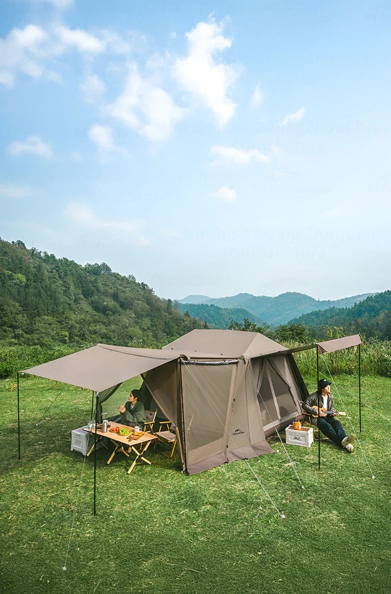 Naturehike VILLAGE 6.0 Gen 2 Flagship Edition Fast Automatic Cabin Tent Ti Black Coated Sunscreen Large 15m² Use Space 4 Person Waterproof