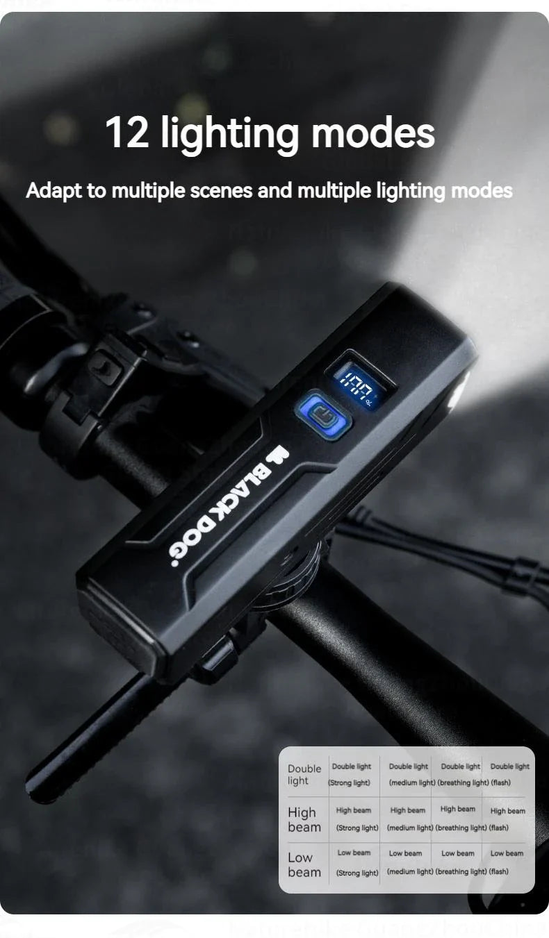 BLACKDOG Outdoor Bike Headlight Strong Night Light Riding Flashlight Induction Sensor Mountain Light USB Rechargeable Waterproof Riding Lamp