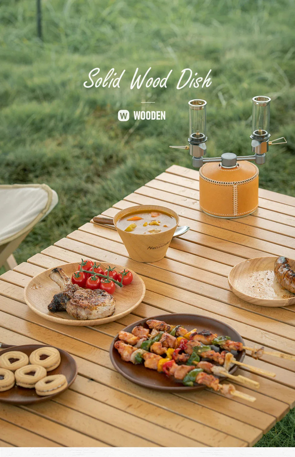 Naturehike Solid Wood Dish Plate Outdoor Camping Plate Wooden Round Pan Fruit Dishes Saucer Tea Tray Dessert Dinner Plate Food Container Tableware