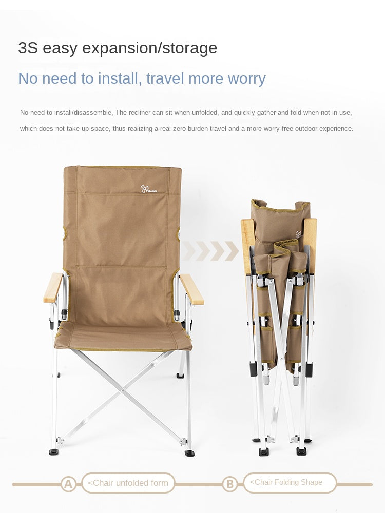 Vidalido Recliner Folding Camping Chair Portable Retractable Leisure Folding Seat Fishing Stool Outdoor Load Bearing Up To 130kg 900D Oxford Cloth