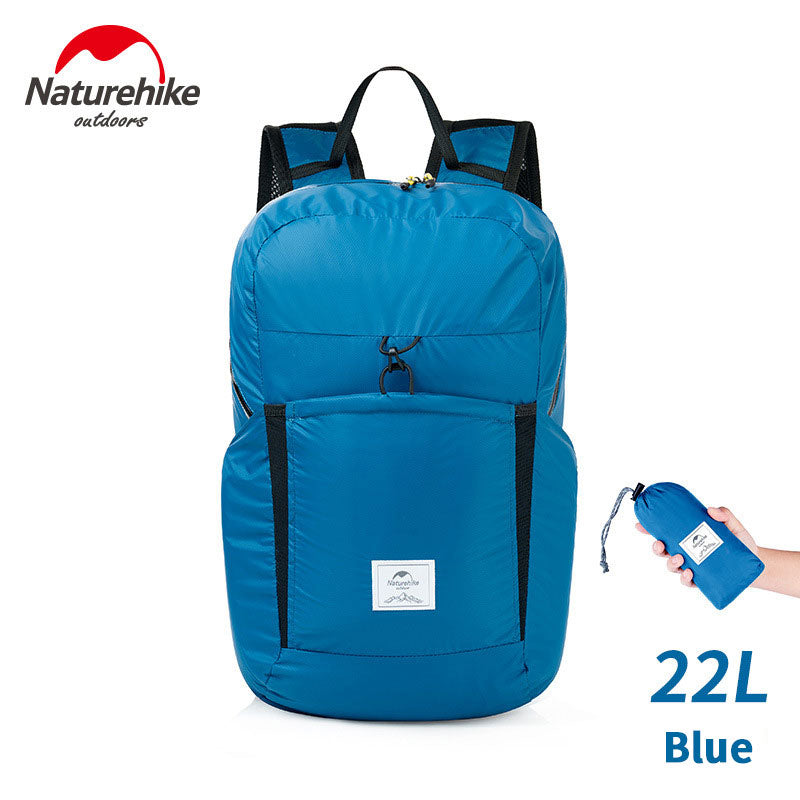 Naturehike 22L Waterproof Backpack Portable Ultralight Foldable Unisex Backpack Large Capacity Bag Soft And Breathable Wear Resistant Outdoor Camping Travel Hiking Bag 30D Nylon
