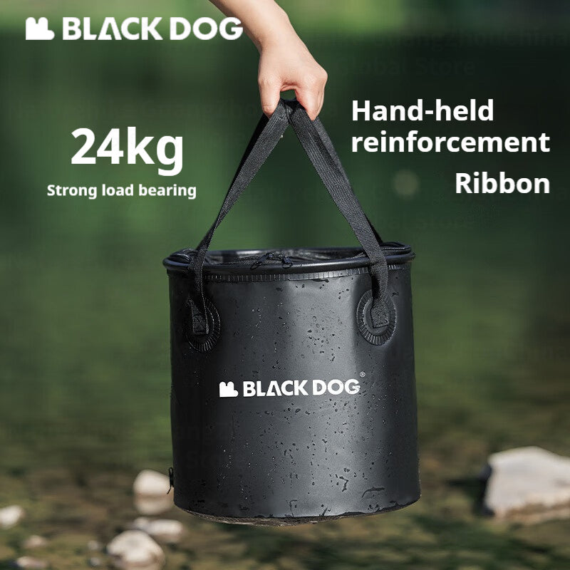 BLACKDOG Folding Round Water Bucket With Lid Outlet Valve Design 20L Portable Ultralight Water Bag Box Sink Bag Storage Camping Outdoor Hiking Beach Fishing Travel Picnic Original Black Dog