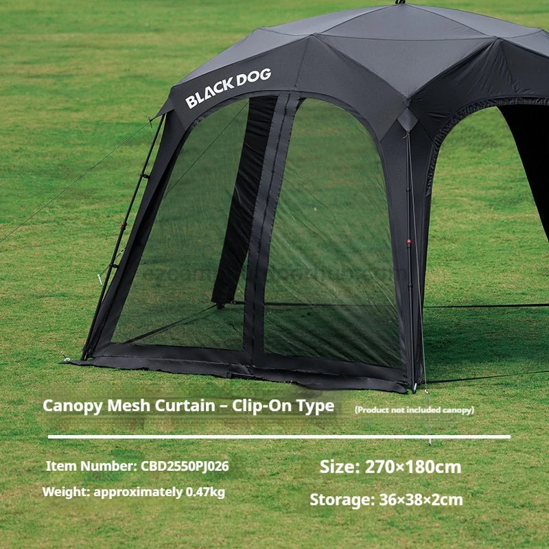 Blackdog STARRY DOME Pentagonal Canopy Hook Version Modular Automatic Quick Open Sunshade Self-Supporting Canopy Outdoor Camping Black Coated Vinyl