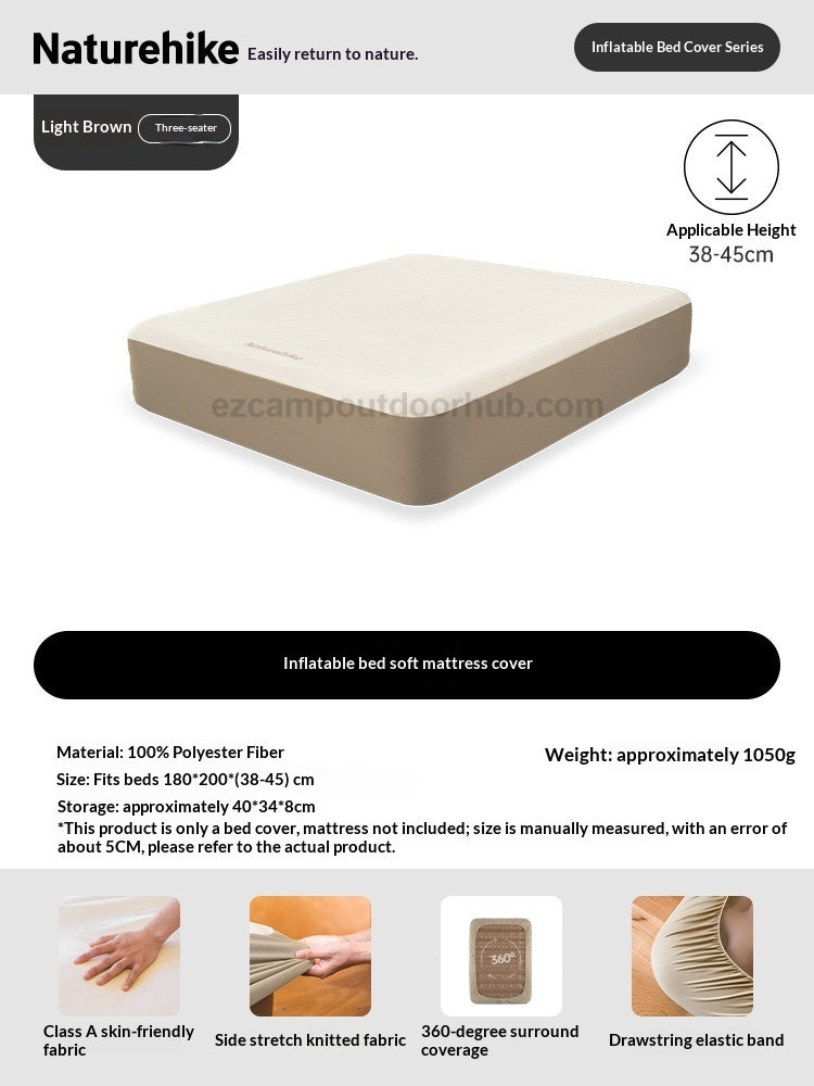 Naturehike Premium Soft Air Bed Mattress Cover Fitted Bed Sheet Inflatable Bed Pad Single Queen King Skin Friendly Machine Washable Outdoor