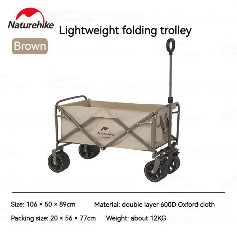 Naturehike Foldable Trolley Upgraded Multifunctional Carrying Light Trolley Carry Push Cart With Break Optional Tabletop 4 Wheel Utility Wagon Carrier