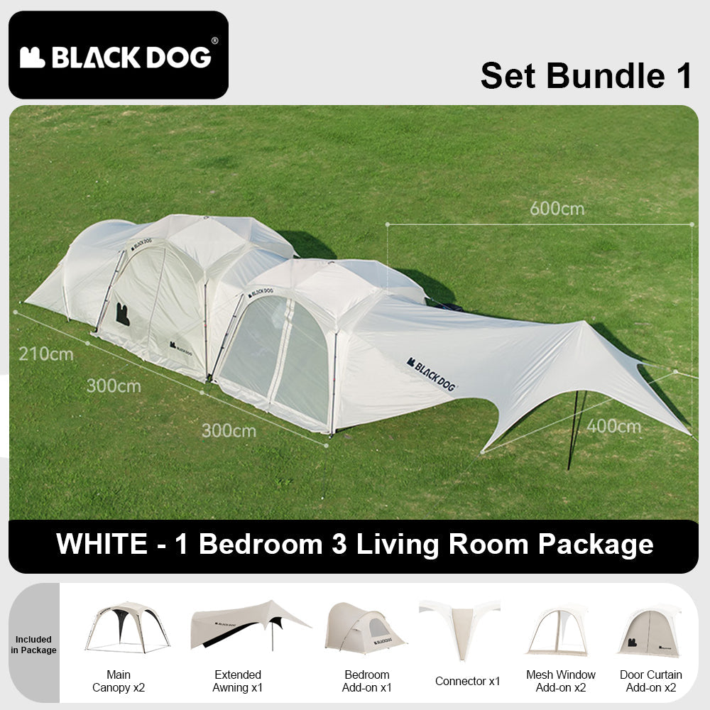 BLACKDOG DOME SKY Automatic Modular Multiple Setting Canopy Tent Unlimited Connection Bedroom Living Area Waterproof Outdoor Fast Build 4-12 Person Unicorn