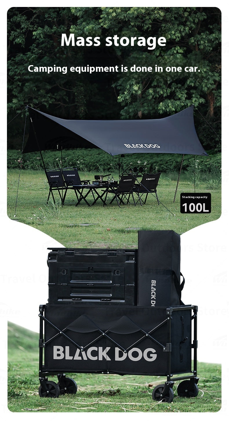 Blackdog STAR TRAIL Camping Cart Portable Foldable Multipurpose Hand Pull Retractable Trolley Carbon Steel Frame Double Skeleton Stable Tear Resistant