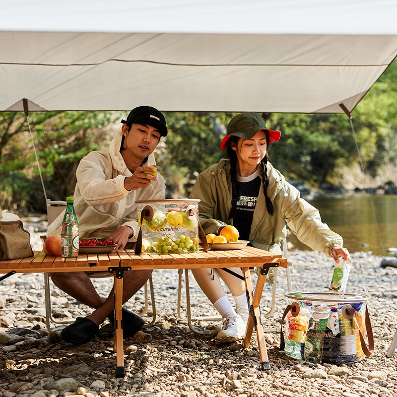 Naturehike Transparent PVC Round Water Bucket Outdoor Portable Lightweight Collapsible Clear Container Basin Storage Bag Carrying Foldable Folding Pail Basket Camping Hiking Beach Picnic Travel Heavy Duty Original Nature Hike