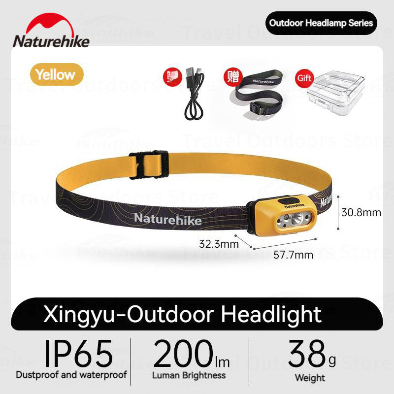 Naturehike Ultralight Outdoor Headlight Portable Headlamp Wave Induction Technology 5 Modes Flashlight SOS Emergency Red Light 45° Adjustable Waterproof IP65