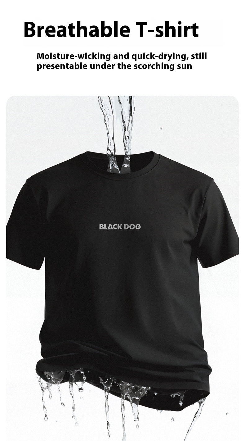 BLACKDOG Black Silhouette T-Shirt Unisex Quick-Dry Breathable Fabric Oversized Sweat-Absorbent Non-Sticky Anti-Deformation & Anti-Fraying Street Loose Edition