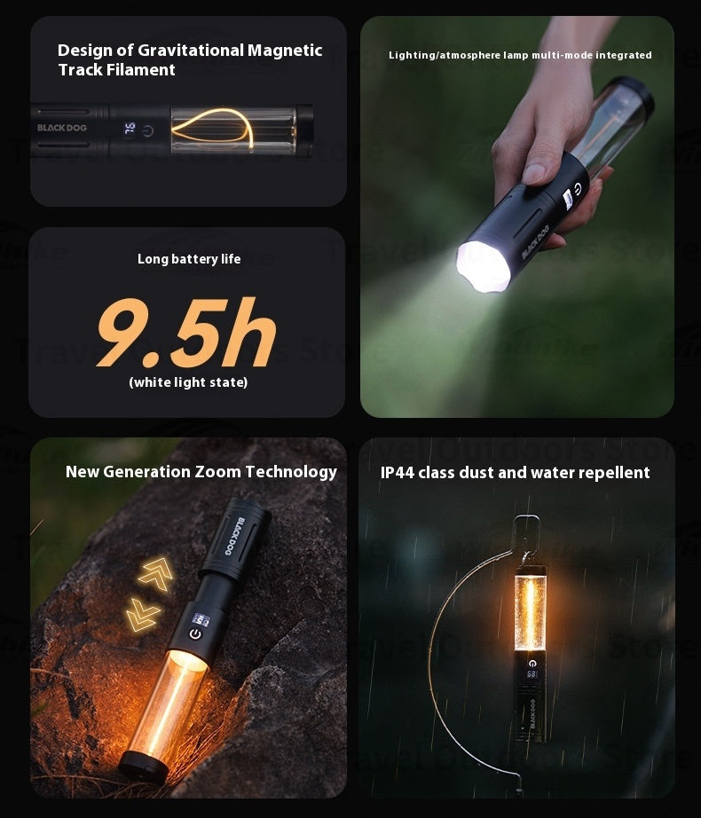 BLACKDOG Gravity Beam Camping Light Portable Ultralight Multifunctional Magnetic Track Filament Spotlight Without Scattering Type-C Interface IP44 Waterproof
