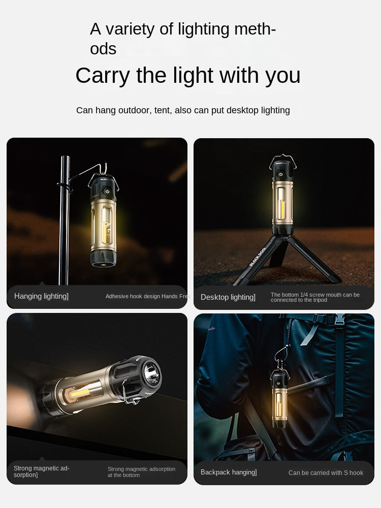 Blackdog LIGHTNING Tactical Camping Light Portable Ultralight Multifuctional Outdoor Tent Lamp Flashlight IP44 Waterproof LED USB Charging Magnetic Hanging Lantern Leitu