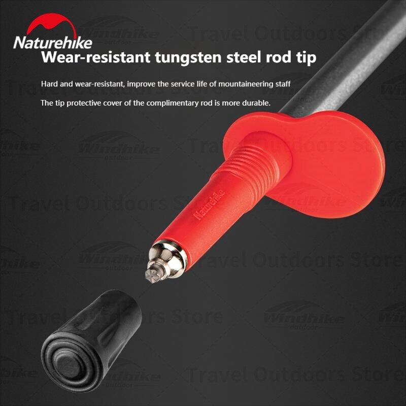 Naturehike ST06 Aluminum Alloy Trekking Pole Outdoor Stick Rod Telescopic Mountaineering Camping Trekking Trek Pole 3-Section Externally Locked