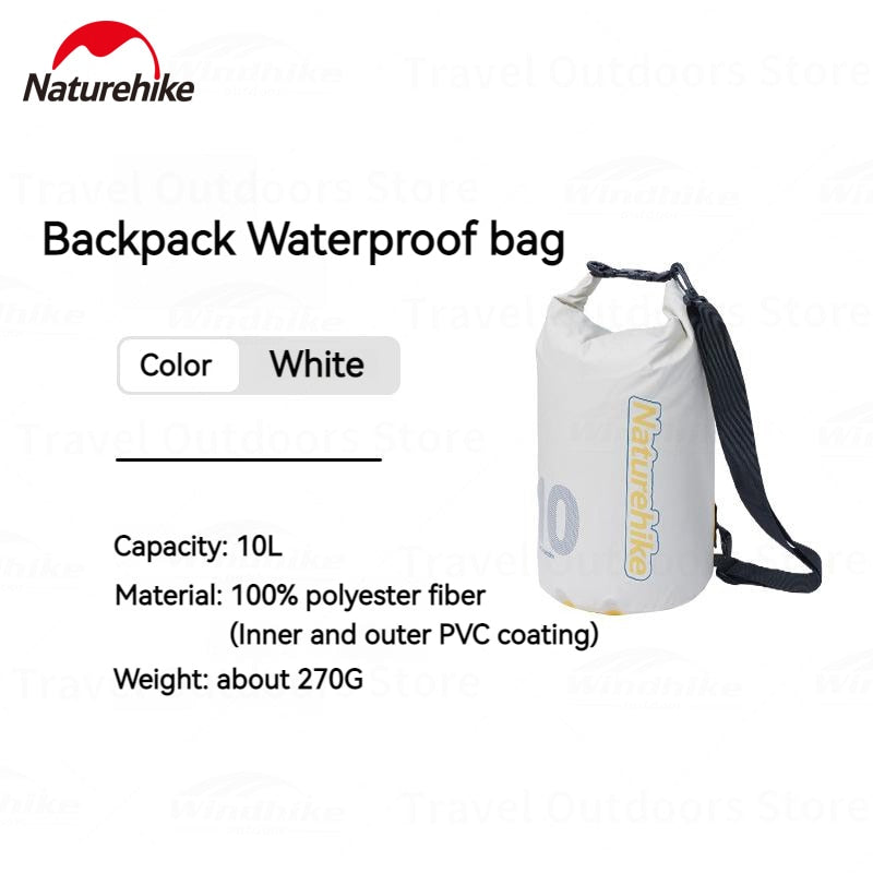 Naturehike Portable Heavy Duty Outdoor Bag IPX6 Waterproof Backpack Ultralight Bag 500D PVC Coating Wet And Dry Separation Fishing Snorkeling Swimming