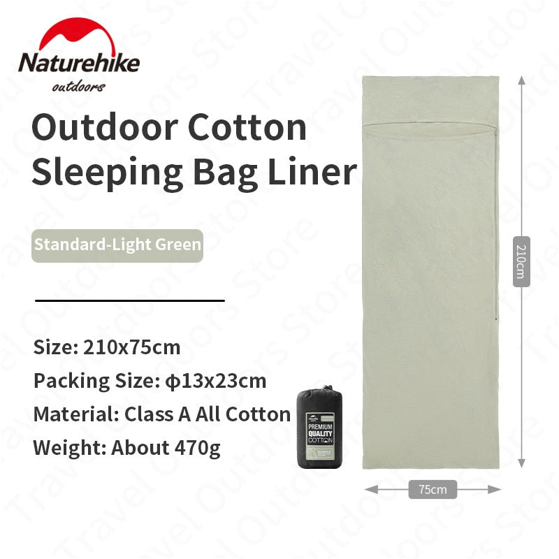 Naturehike Outdoor Single Sleeping Bag Lining 470G / 620G Ultralight Spliceable Hotel Comfortable Premium Cotton Cloth Liner Bag Anti Dirty Bed Sheet Liner Splicing Nature Hike