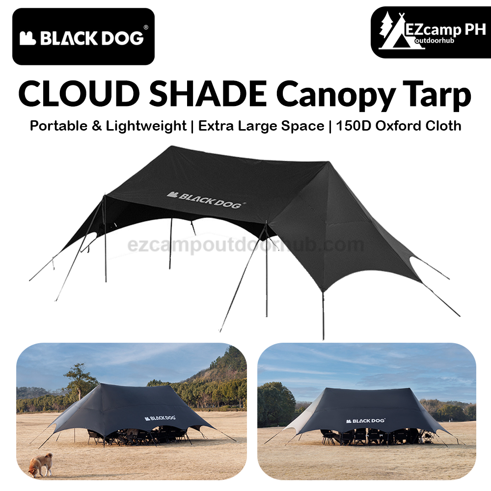 waterproof tarp for camping BLACKDOG CLOUD SHADE Black Outdoor Camping Canopy Tarp Tent Waterproof – EZcamp Outdoorhub QC Branch