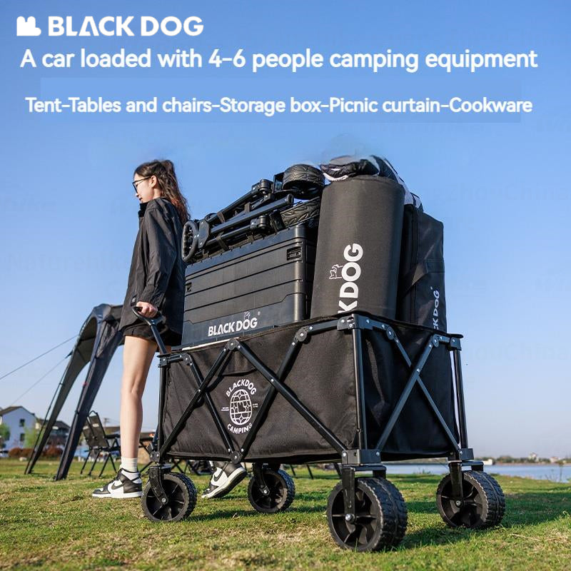 BLACKDOG Mountain Shadow Pro Camping Cart 150 Liters Large Capacity Folding Collapsible Cart Wagon Sundries Detachable Four-way Trolley With Brake