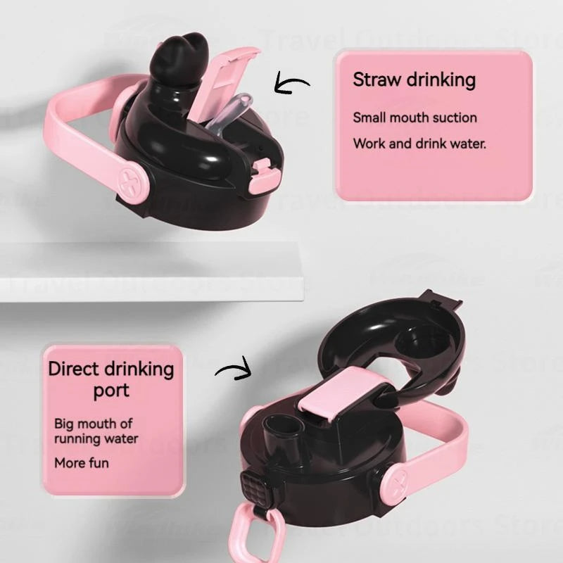 BLACKDOG Thermal Water Bottle 800ML With Straw Portable Insulation Cup Female 316 Stainless Steel High Temperature Resistant Large Capacity Cute Cup Drinkware